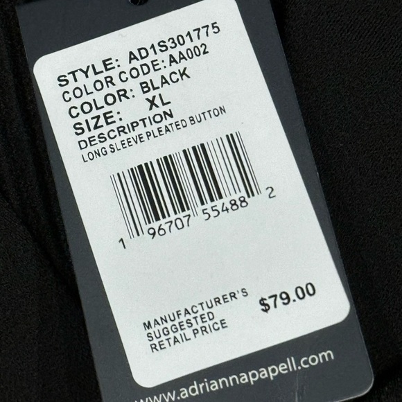 Black, long sleeved, extra large Adrian Papel, pleated  arms and bodice - Picture 4 of 7